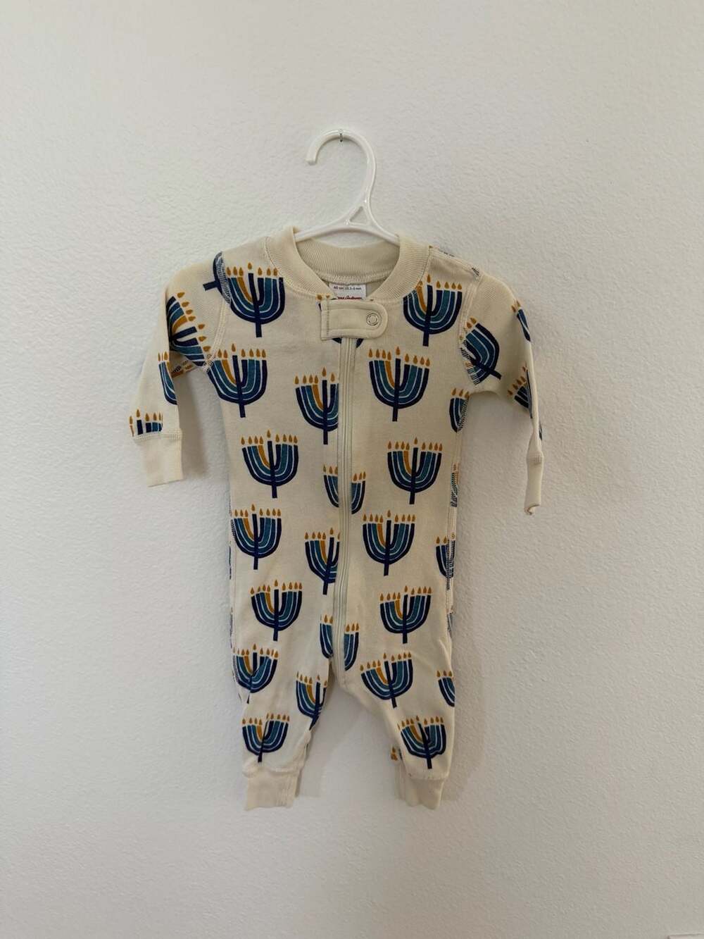 Hanna Andersson Baby Zip Sleeper Hanukkah Menorah Pajama 60cm 3-6m